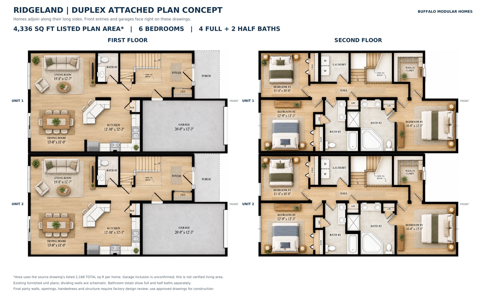Ridgeland modular duplex first and second floor plans