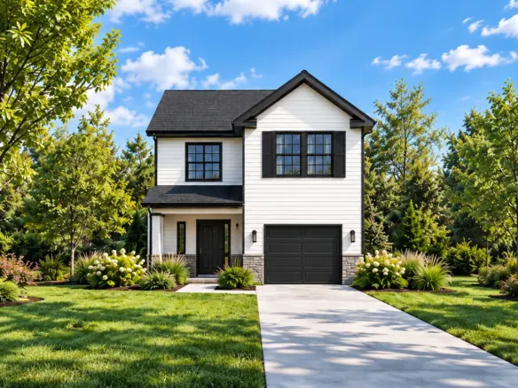 Ridgeland single-family modular home in black and white