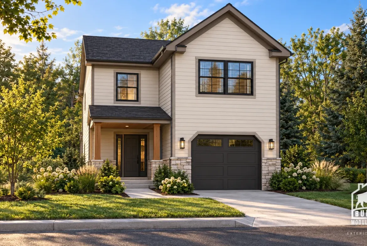 Ridgeland single-family modular home in warm ivory