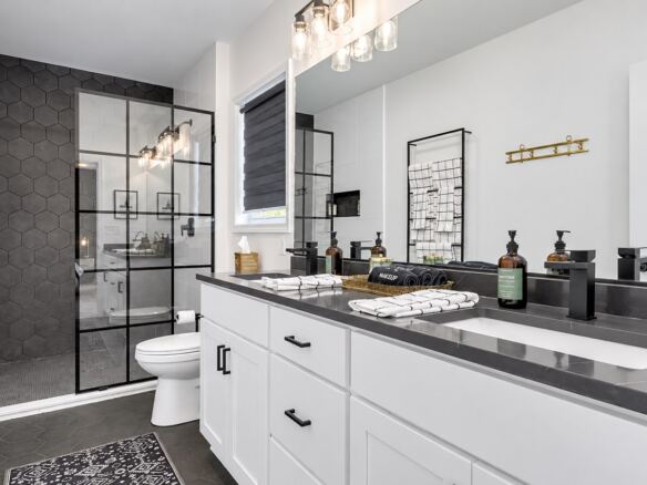 Harding House double vanity tile shower
