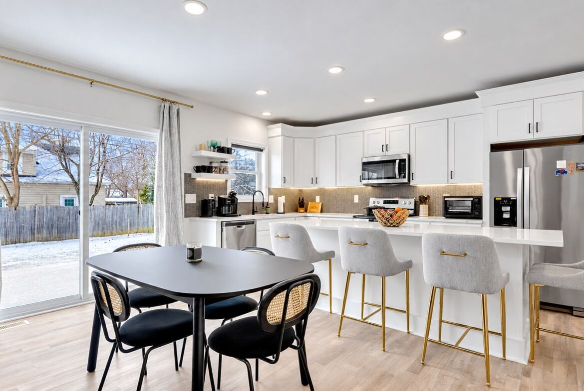 Harding House white kitchen dining