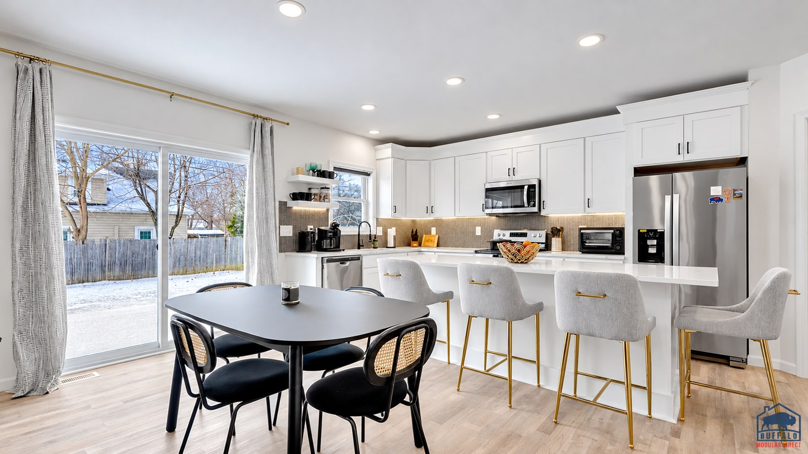 Harding House white kitchen dining