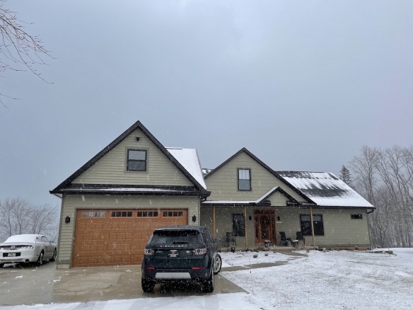 lake rd custom cape plan driveway view