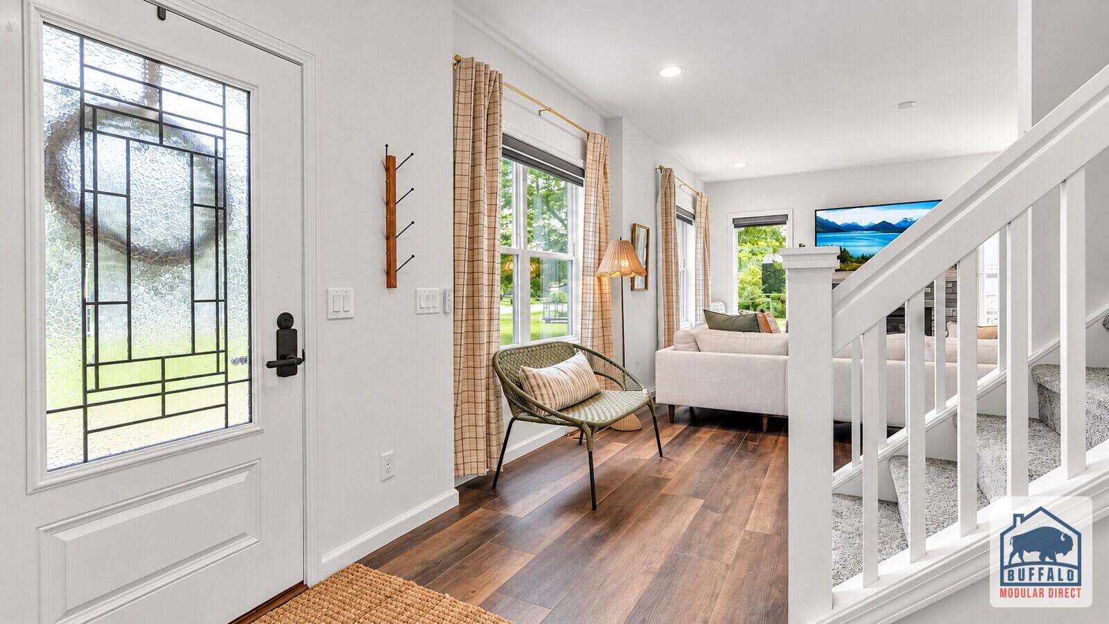 Modern Farmhouse modular home foyer staircase