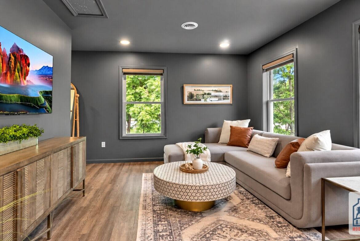 Modern Farmhouse modular home in-law suite living room
