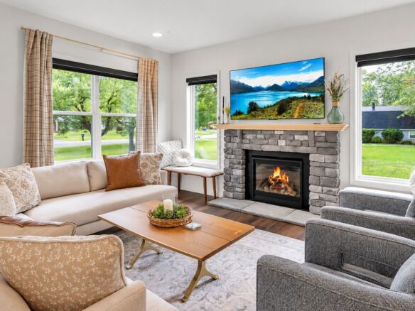 Modern Farmhouse modular home living room fireplace