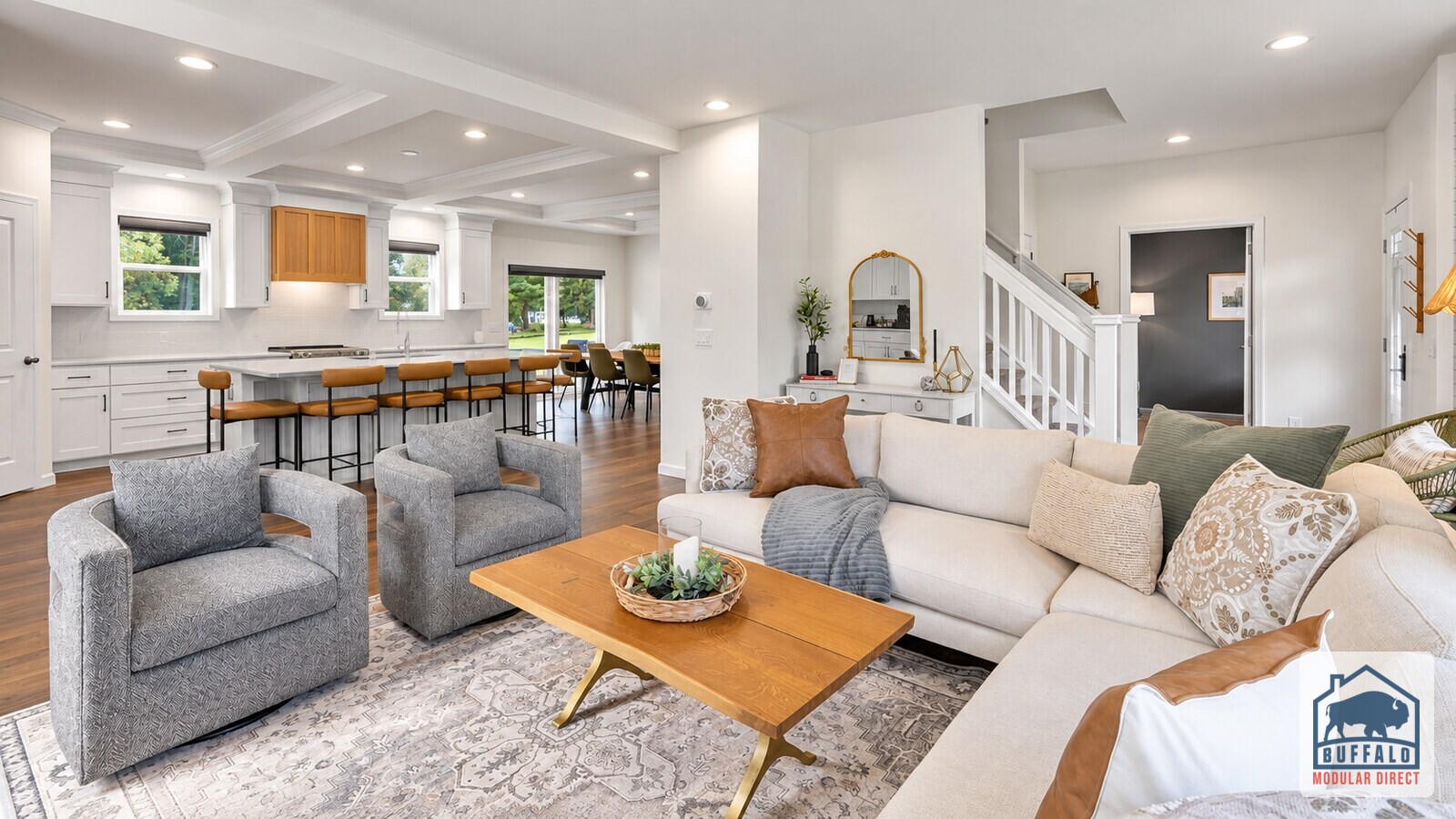 Modern Farmhouse modular home open-concept living room