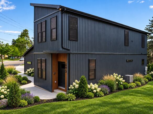 Cornerhouse modern modular home side exterior