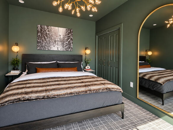 Modern Maples bedroom with green walls