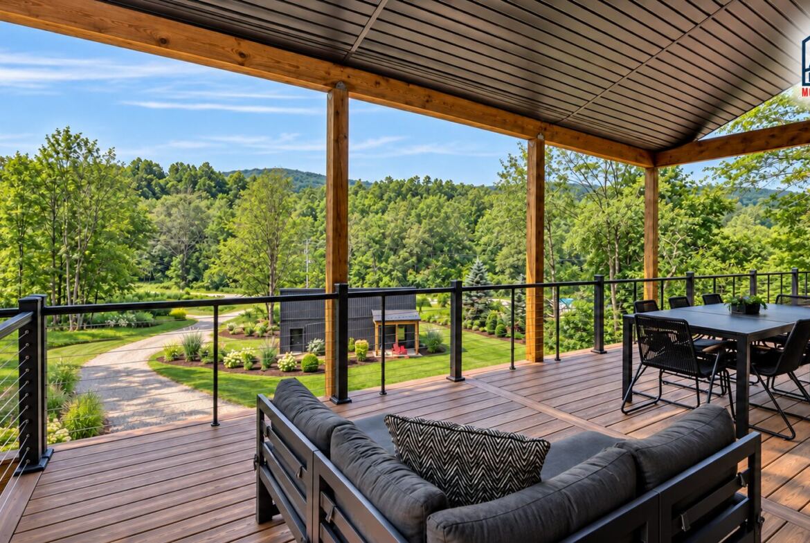 Modern Maples deck with mountain views