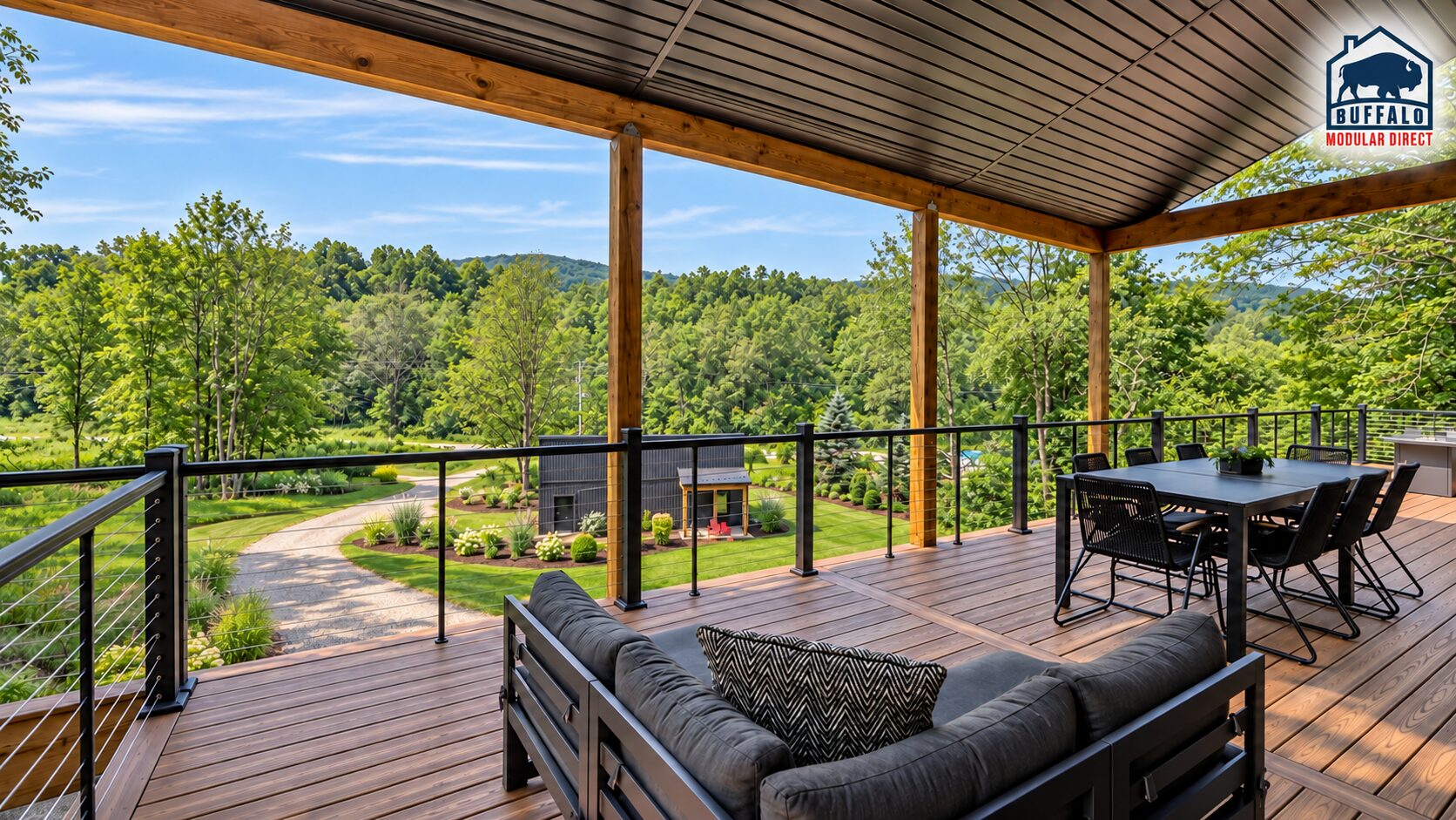 Modern Maples deck with mountain views
