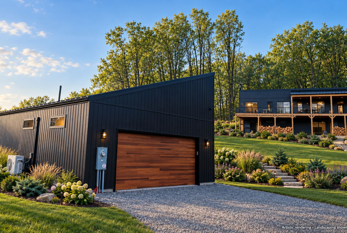 Modern Maples detached garage and studio in Ellicottville
