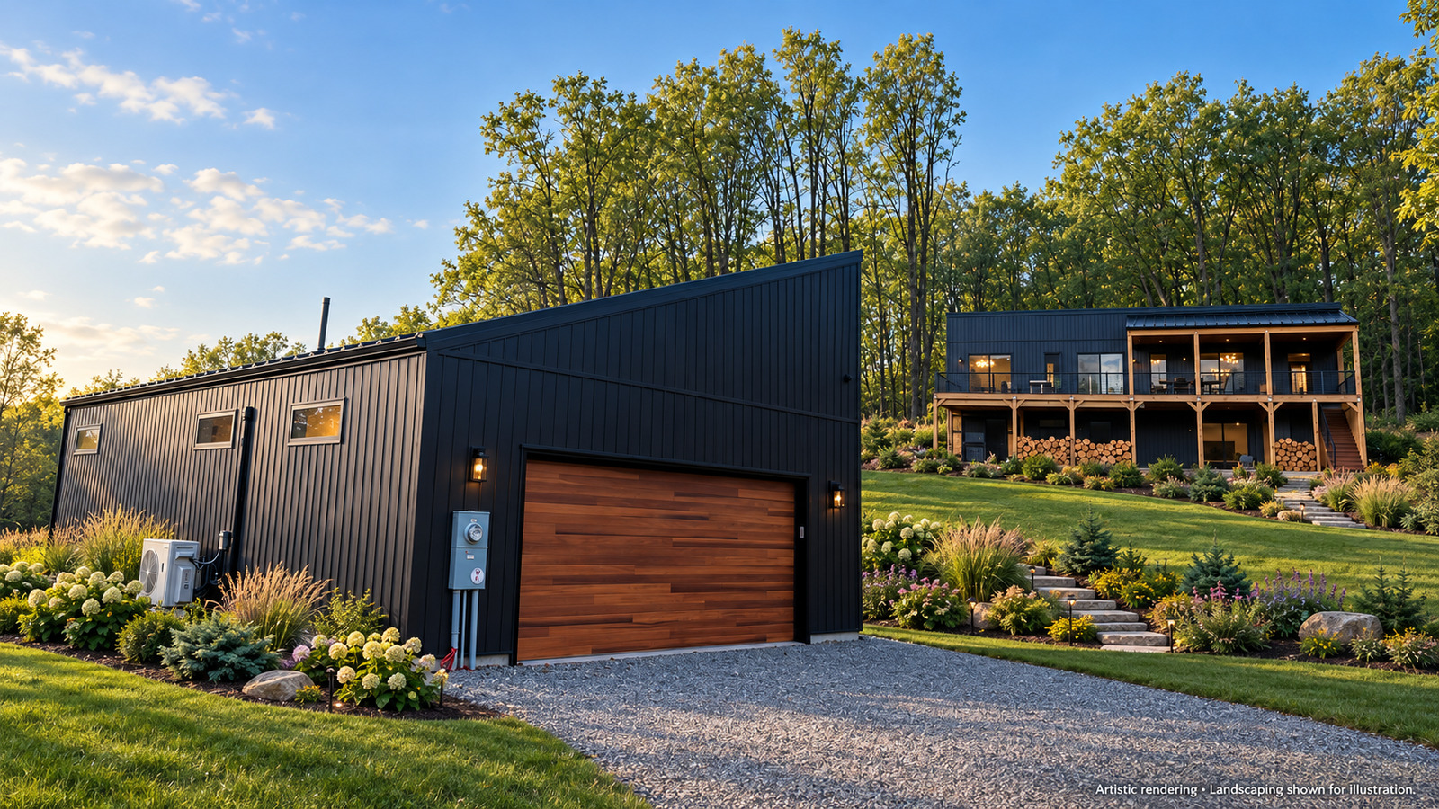 Modern Maples detached garage and studio in Ellicottville