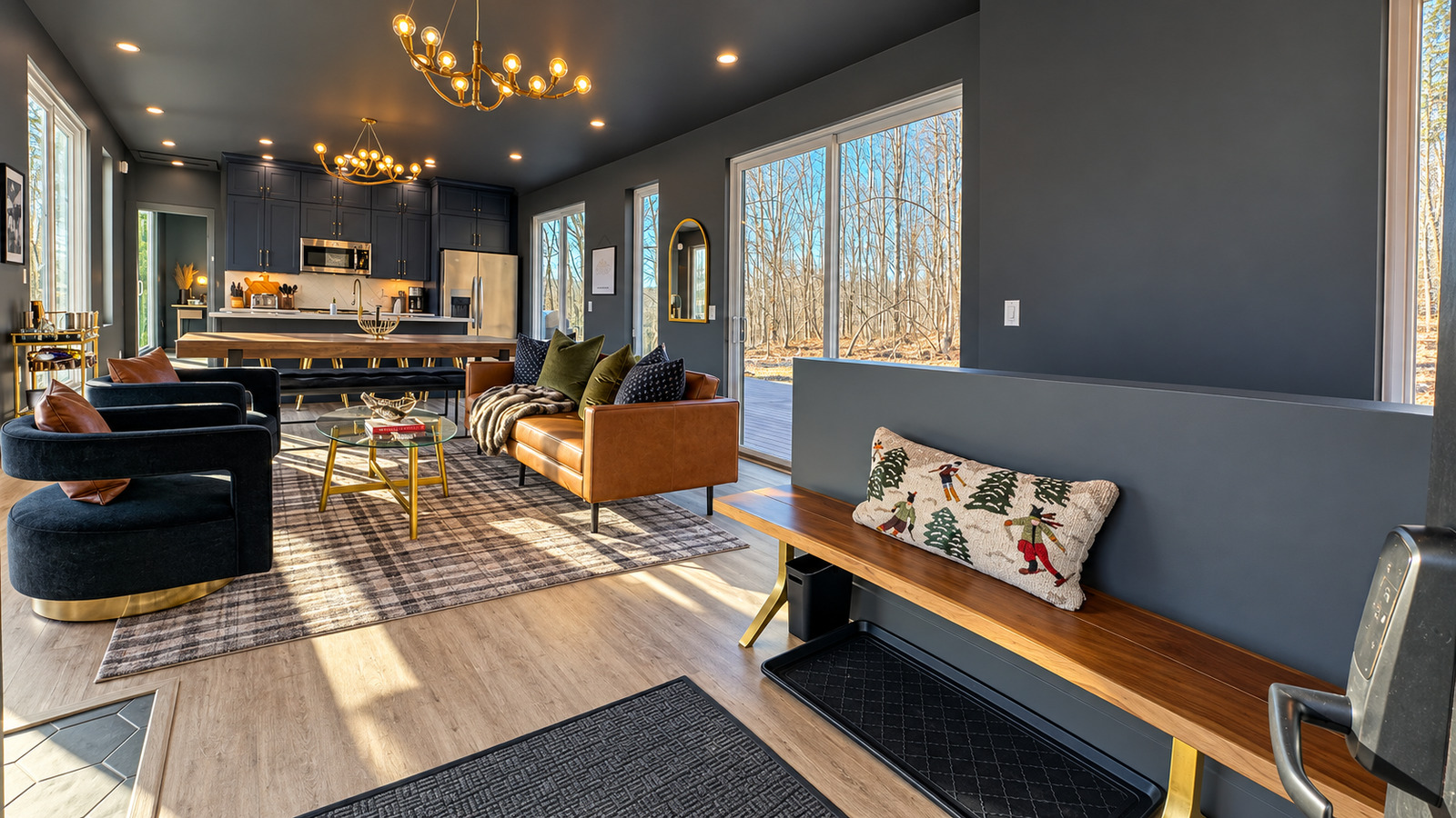 Modern Maples entry and open-concept living area