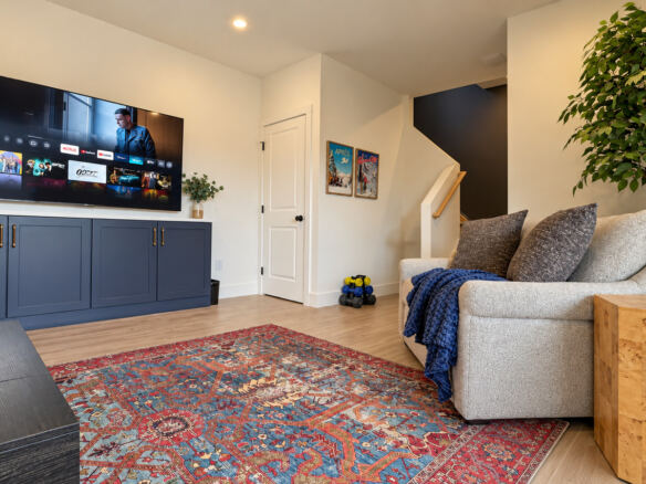 Modern Maples finished walkout basement living room