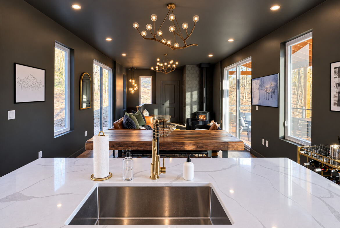 Modern Maples kitchen island and open living area