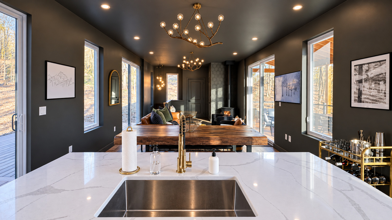 Modern Maples kitchen island and open living area