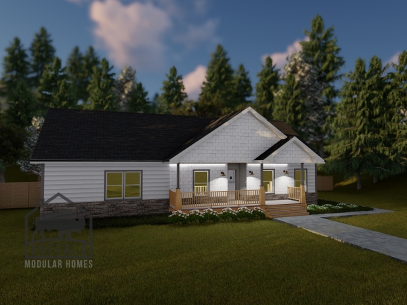 Limited series prefab modular home plan rendering