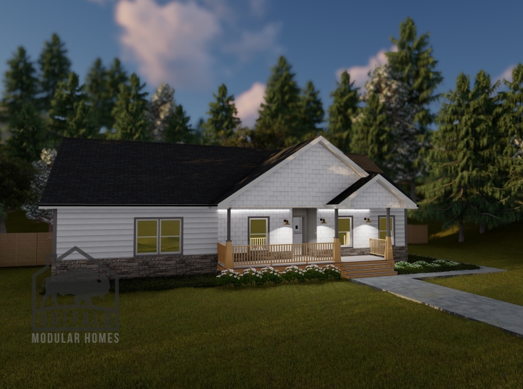 Limited series prefab modular home plan rendering