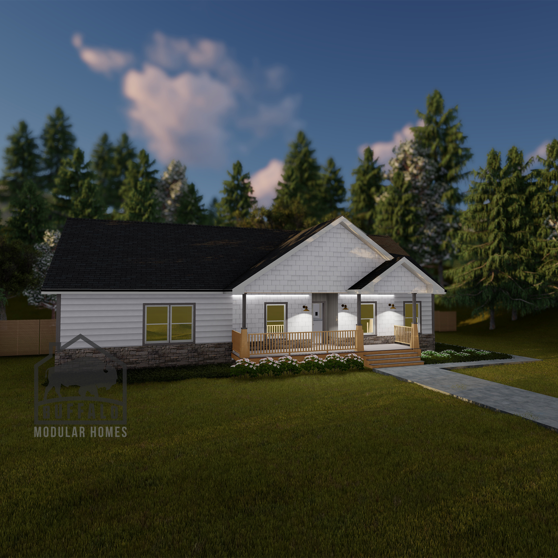 Limited series prefab modular home plan rendering