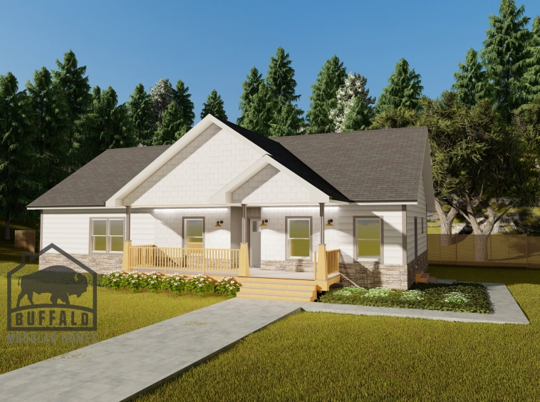 Limited series prefab modular home plan rendering