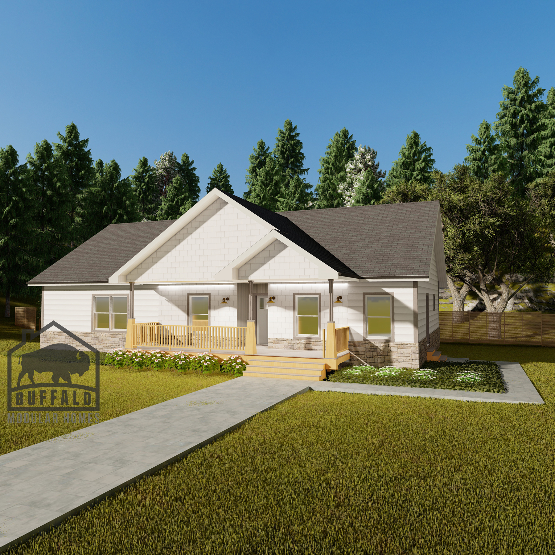 Limited series prefab modular home plan rendering