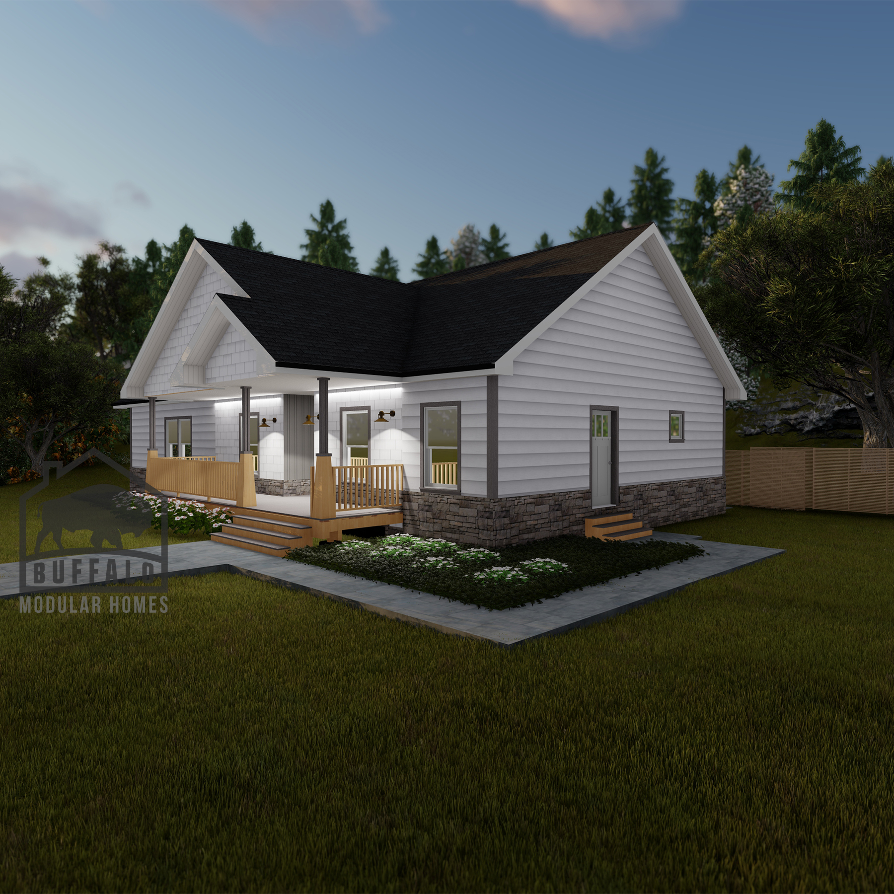 Limited series prefab modular home plan rendering