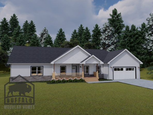 Limited series prefab modular home plan rendering