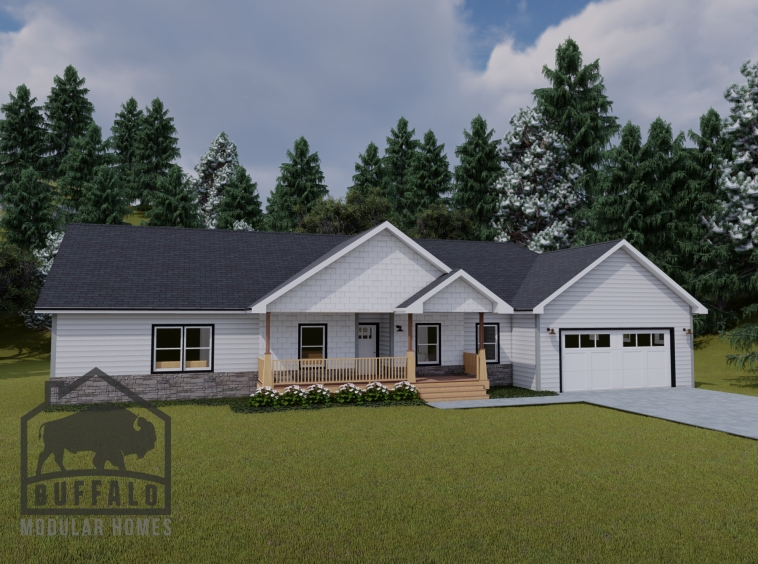 Limited series prefab modular home plan rendering