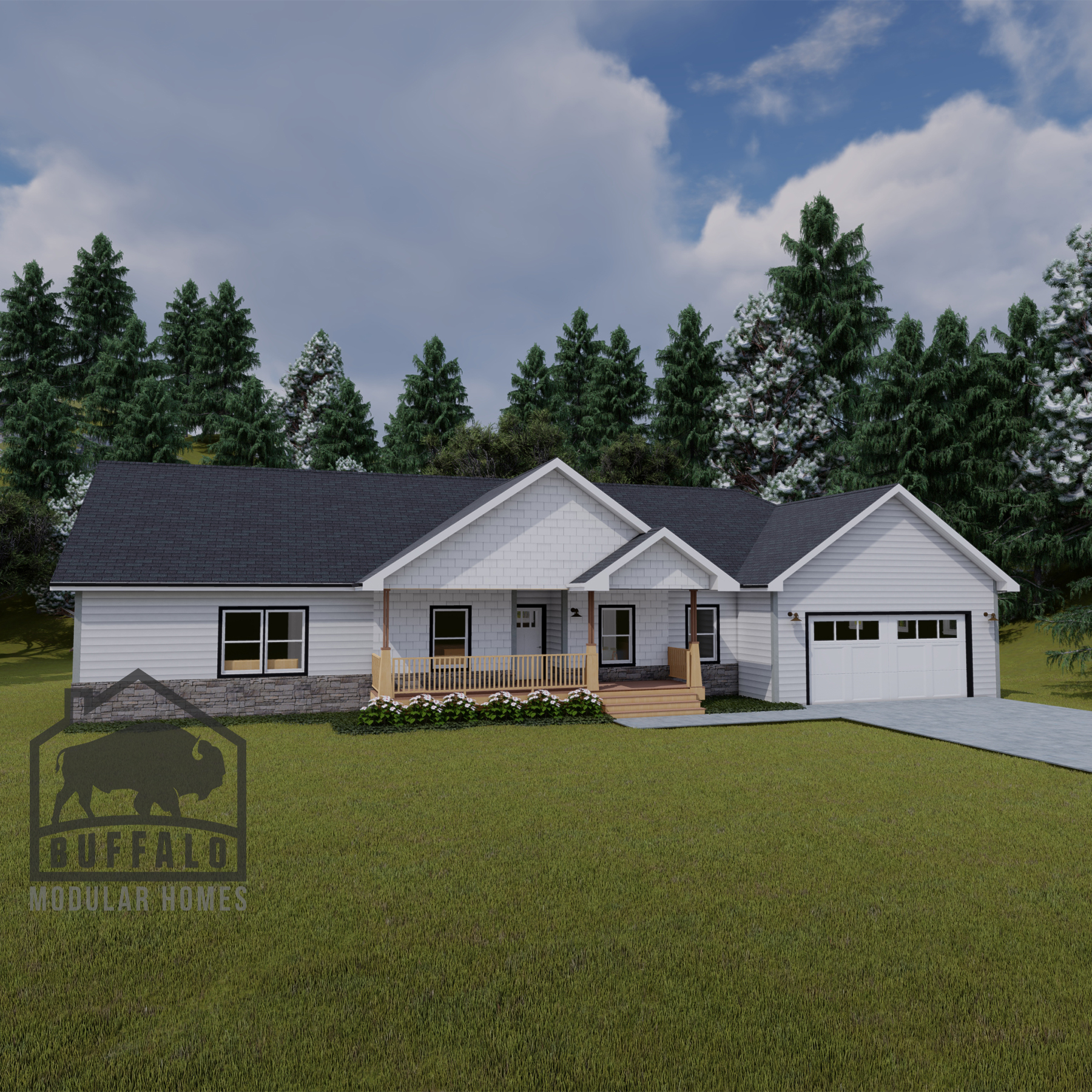 Limited series prefab modular home plan rendering