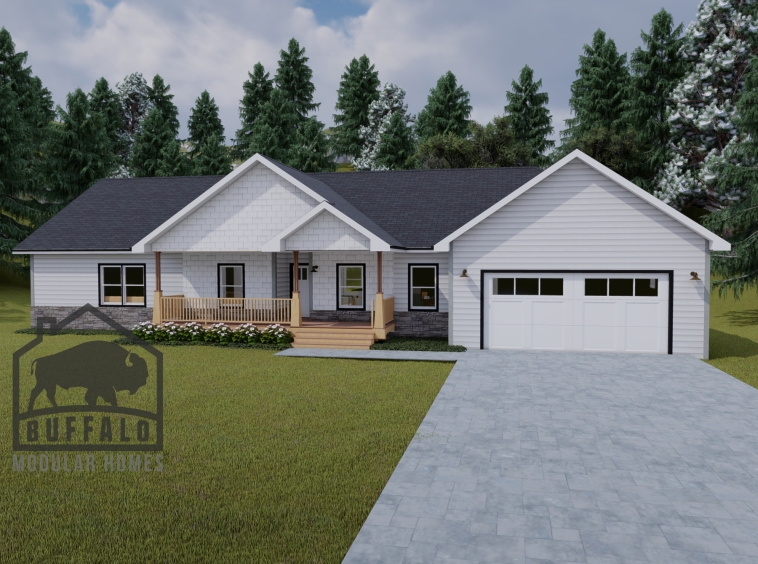 Limited series prefab modular home plan rendering