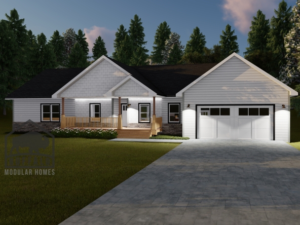 Limited series prefab modular home plan rendering