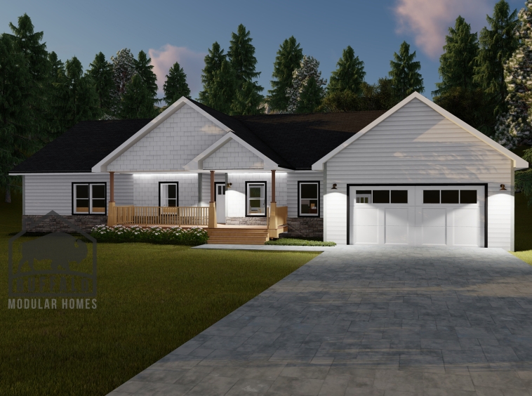 Limited series prefab modular home plan rendering