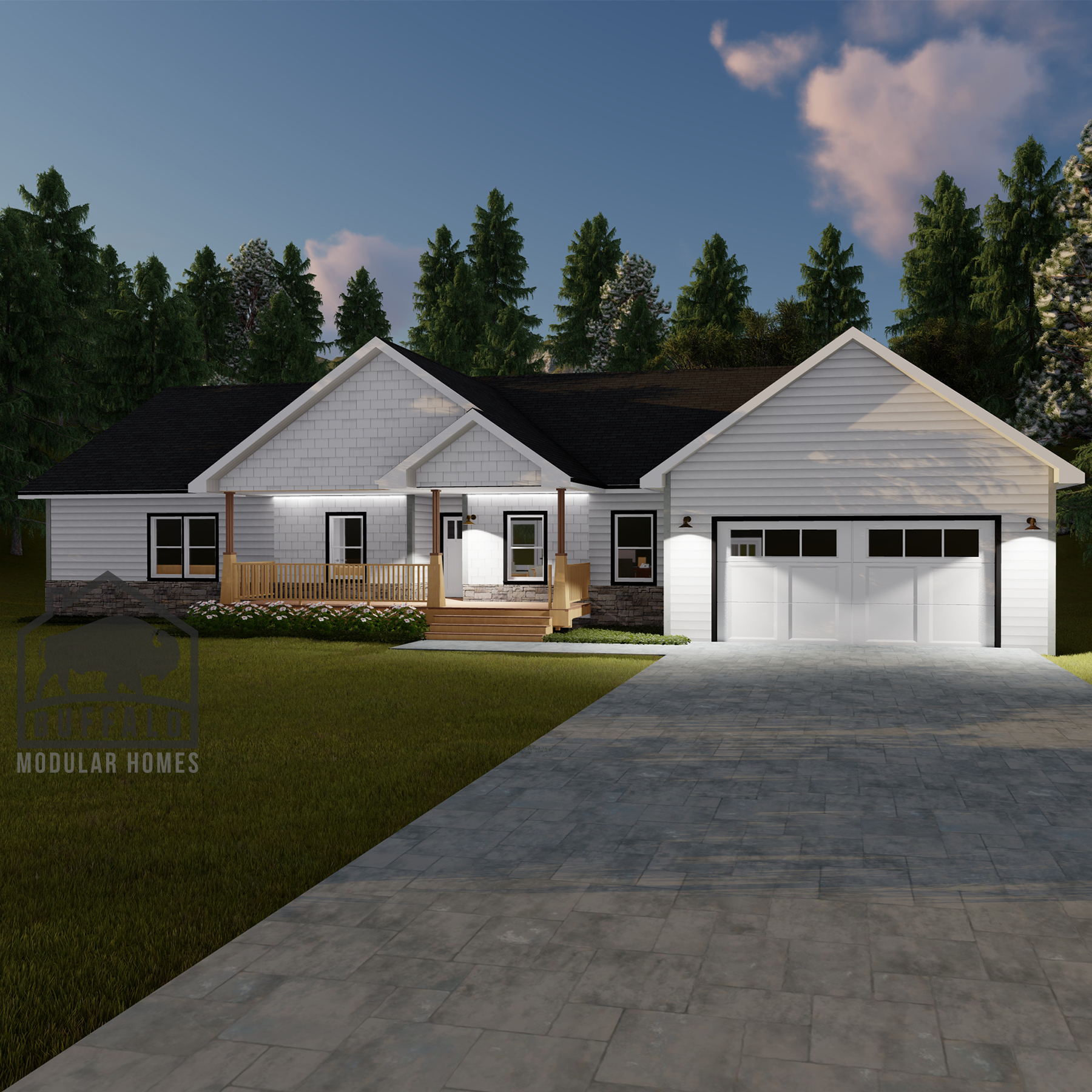 Limited series prefab modular home plan rendering