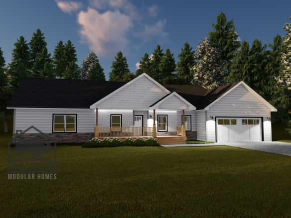 Limited series prefab modular home plan rendering