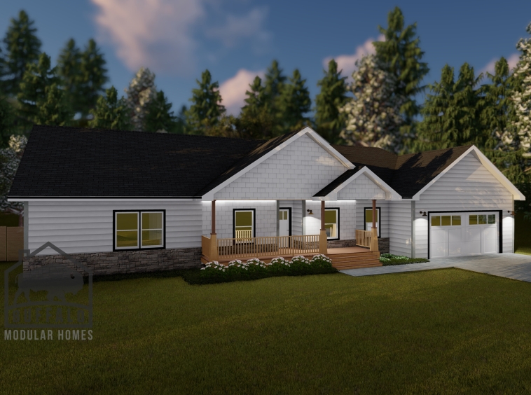 Limited series prefab modular home plan rendering