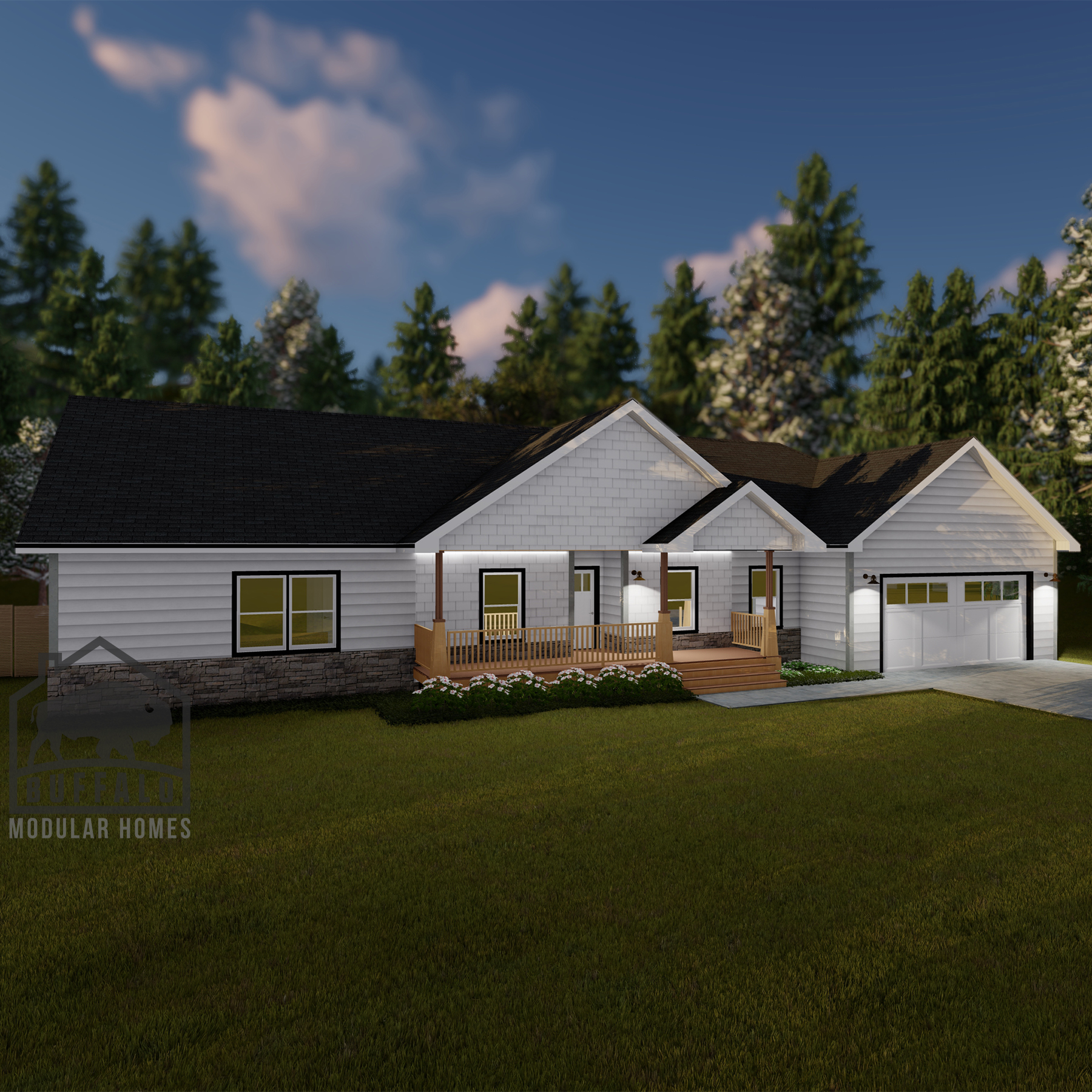 Limited series prefab modular home plan rendering