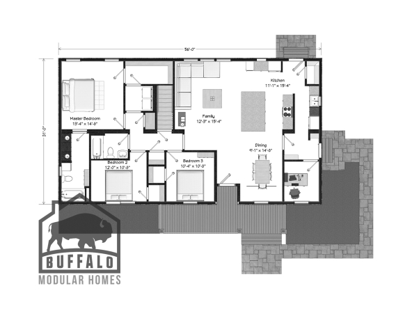 Limited series prefab modular home plan rendering