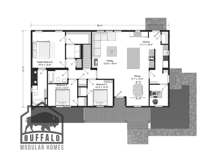 Limited series prefab modular home plan rendering