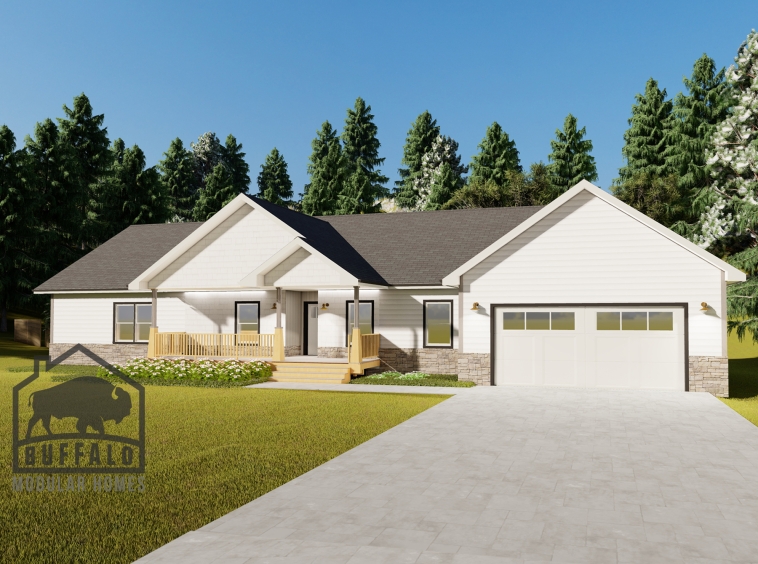 Limited series prefab modular home plan rendering