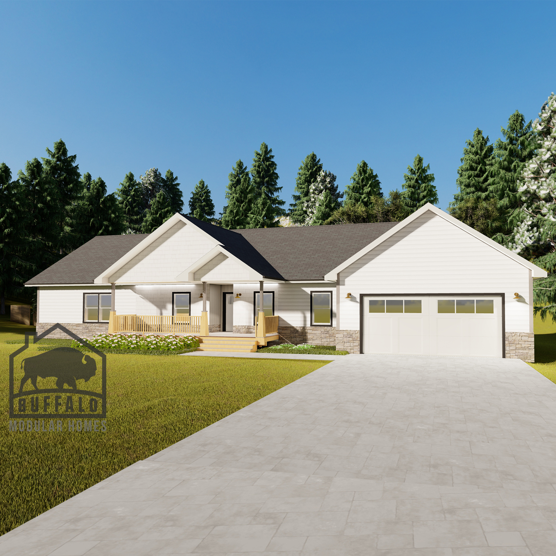 Limited series prefab modular home plan rendering