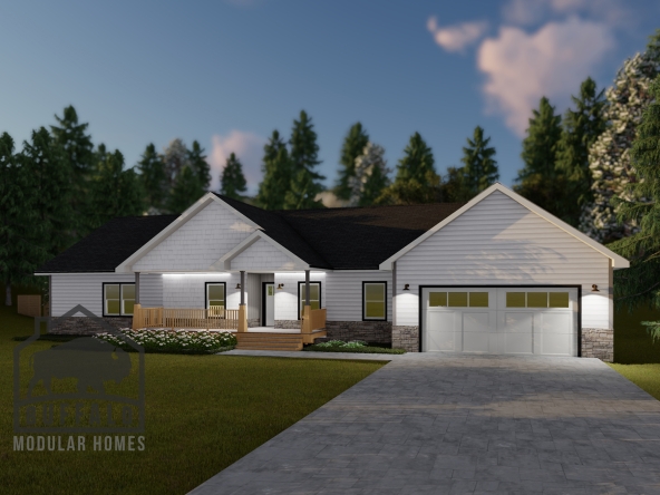 Limited series prefab modular home plan rendering