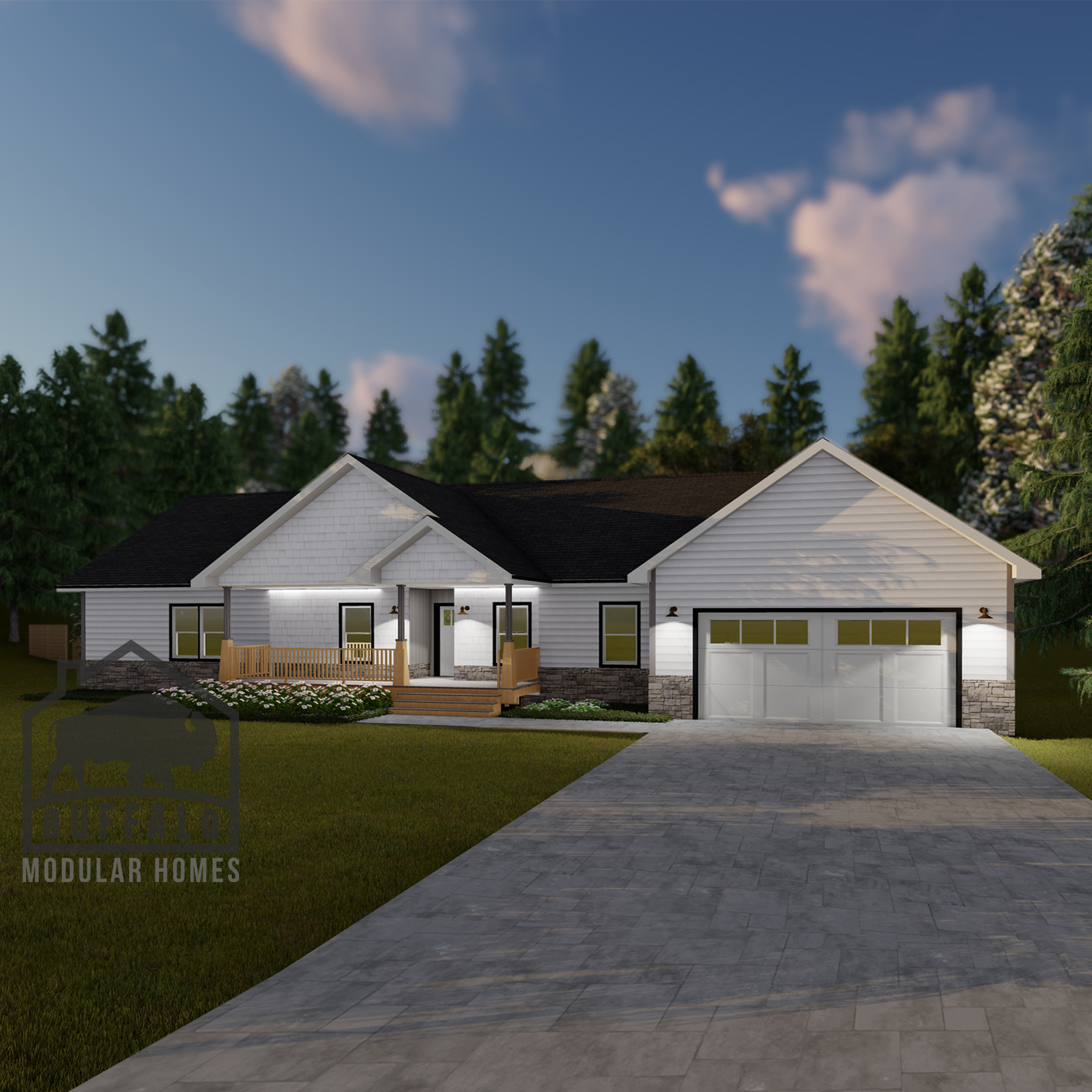 Limited series prefab modular home plan rendering