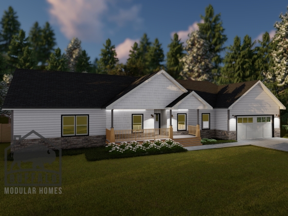 Limited series prefab modular home plan rendering