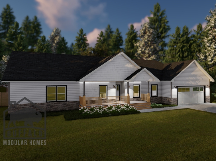 Limited series prefab modular home plan rendering