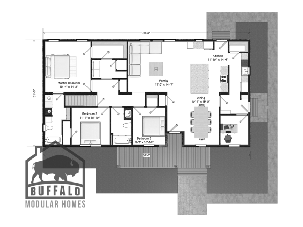 Limited series prefab modular home plan rendering