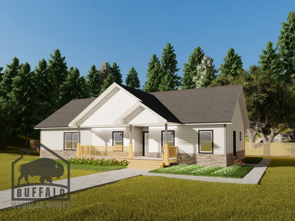 Limited series prefab modular home plan rendering