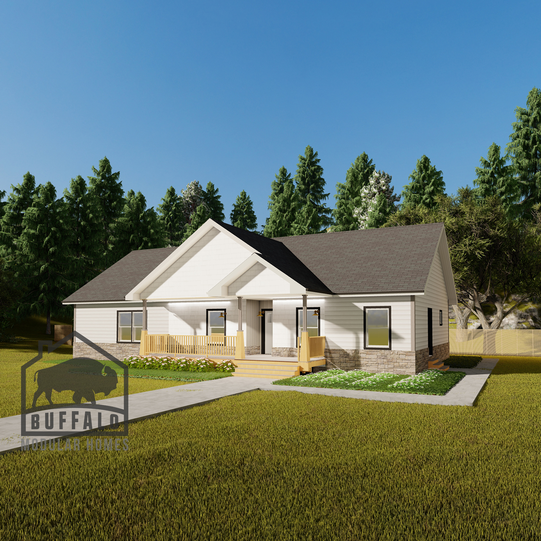 Limited series prefab modular home plan rendering