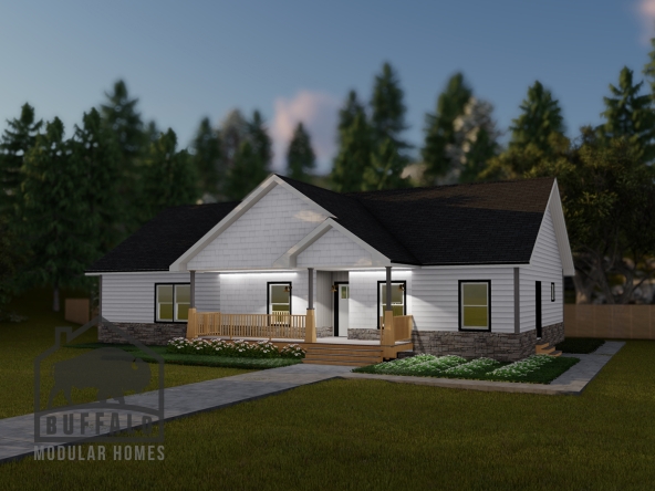 Limited series prefab modular home plan rendering