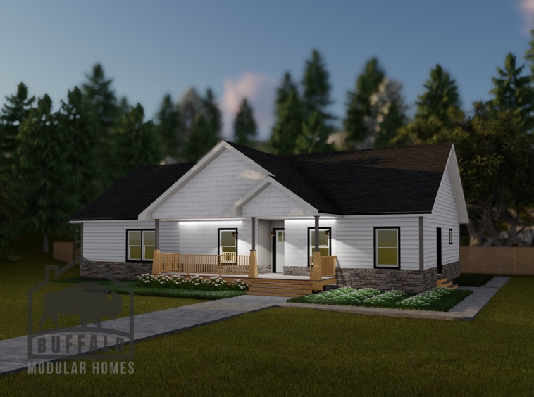 Limited series prefab modular home plan rendering